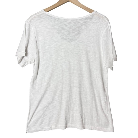 Mono B Anthropologie Womens Essential V-Neck Athleisure Short Sleeve Tee White - Picture 2 of 7